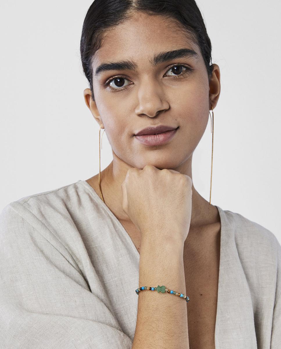 Pulseira de Corrente Tibet com Bolas de Gemas Multicolor-5