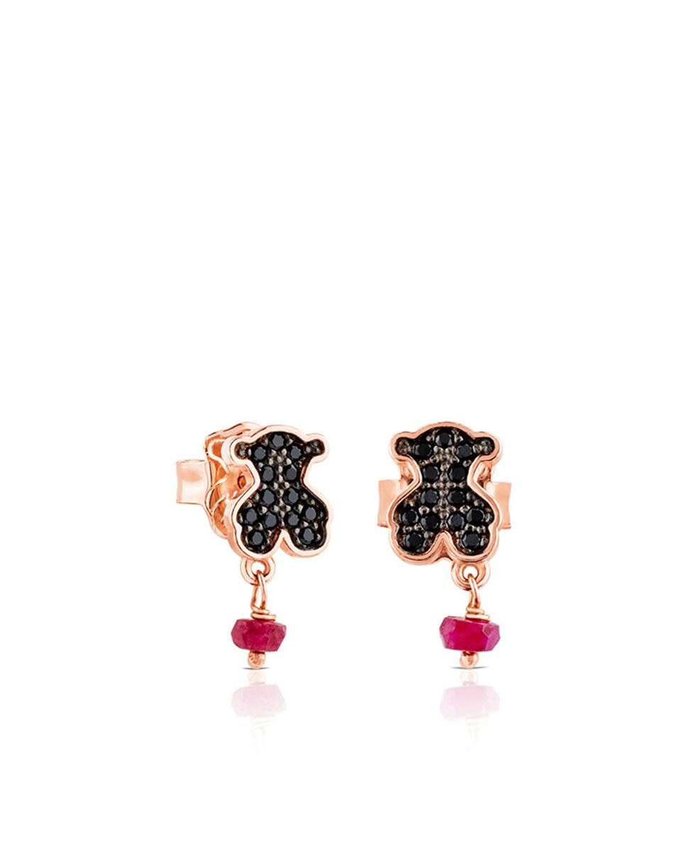 Brincos Motif em Prata Rosa, Espinela e Rubi Multicolor-1