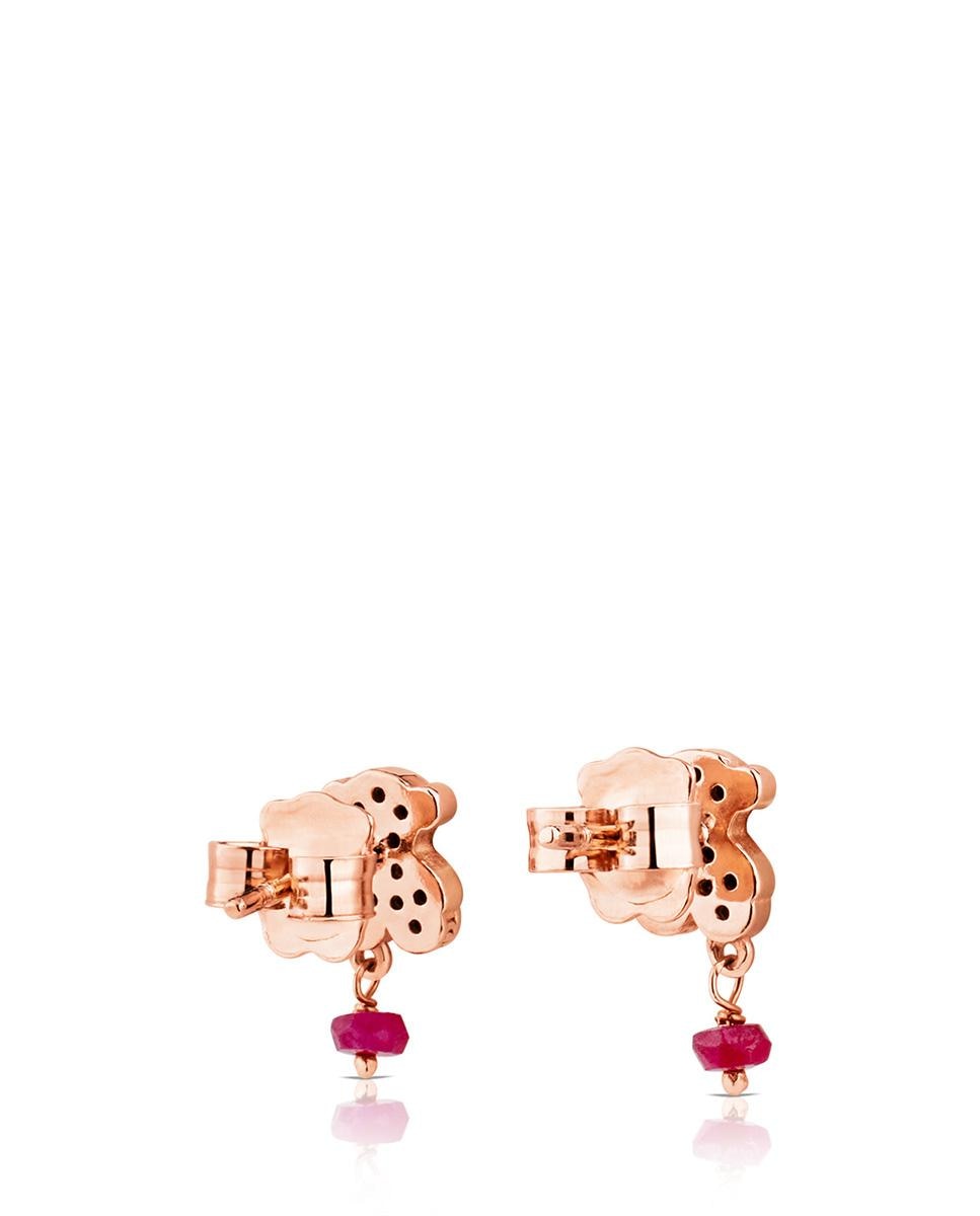 Brincos Motif em Prata Rosa, Espinela e Rubi Multicolor-3