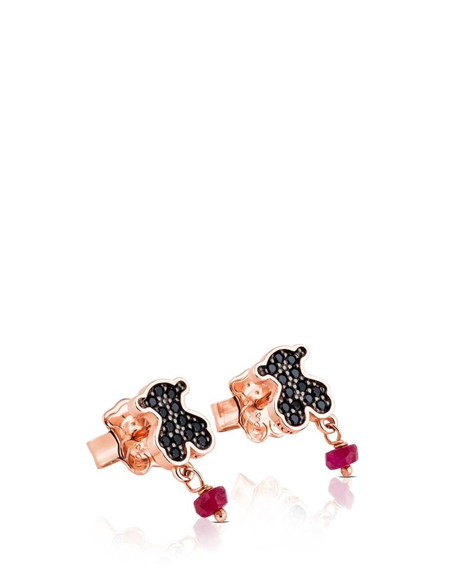 Brincos Motif em Prata Rosa, Espinela e Rubi Multicolor-4