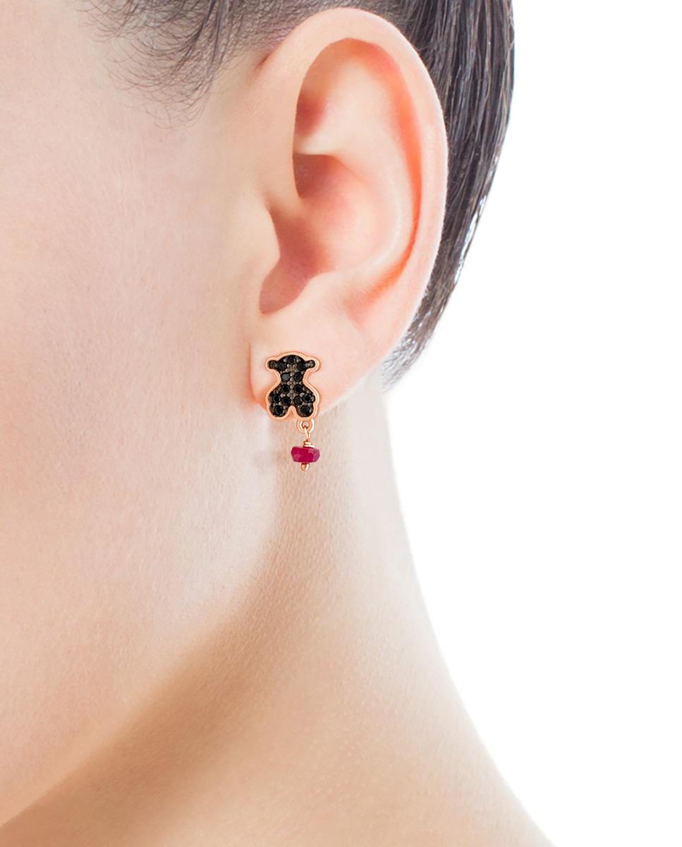 Brincos Motif em Prata Rosa, Espinela e Rubi Multicolor-5