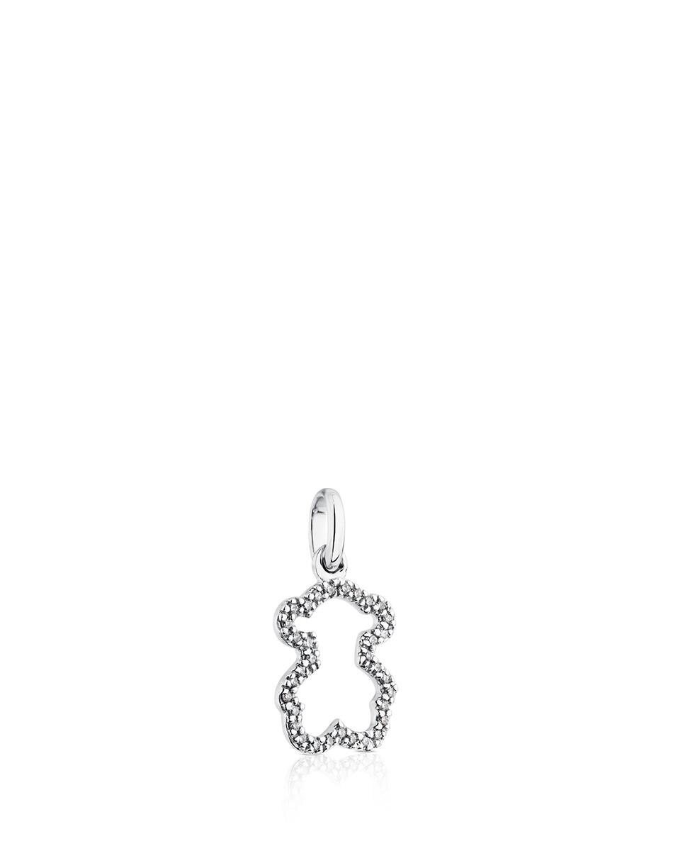 Pendente Silhueta Urso em Ouro Branco e Diamantes Branco-2