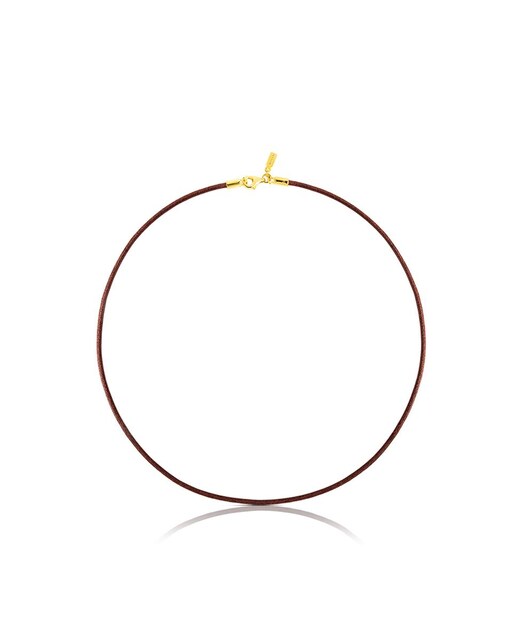 Imagem 0 de Colar Chokers de Couro em Castanho com Fechos em Prata Vermeil