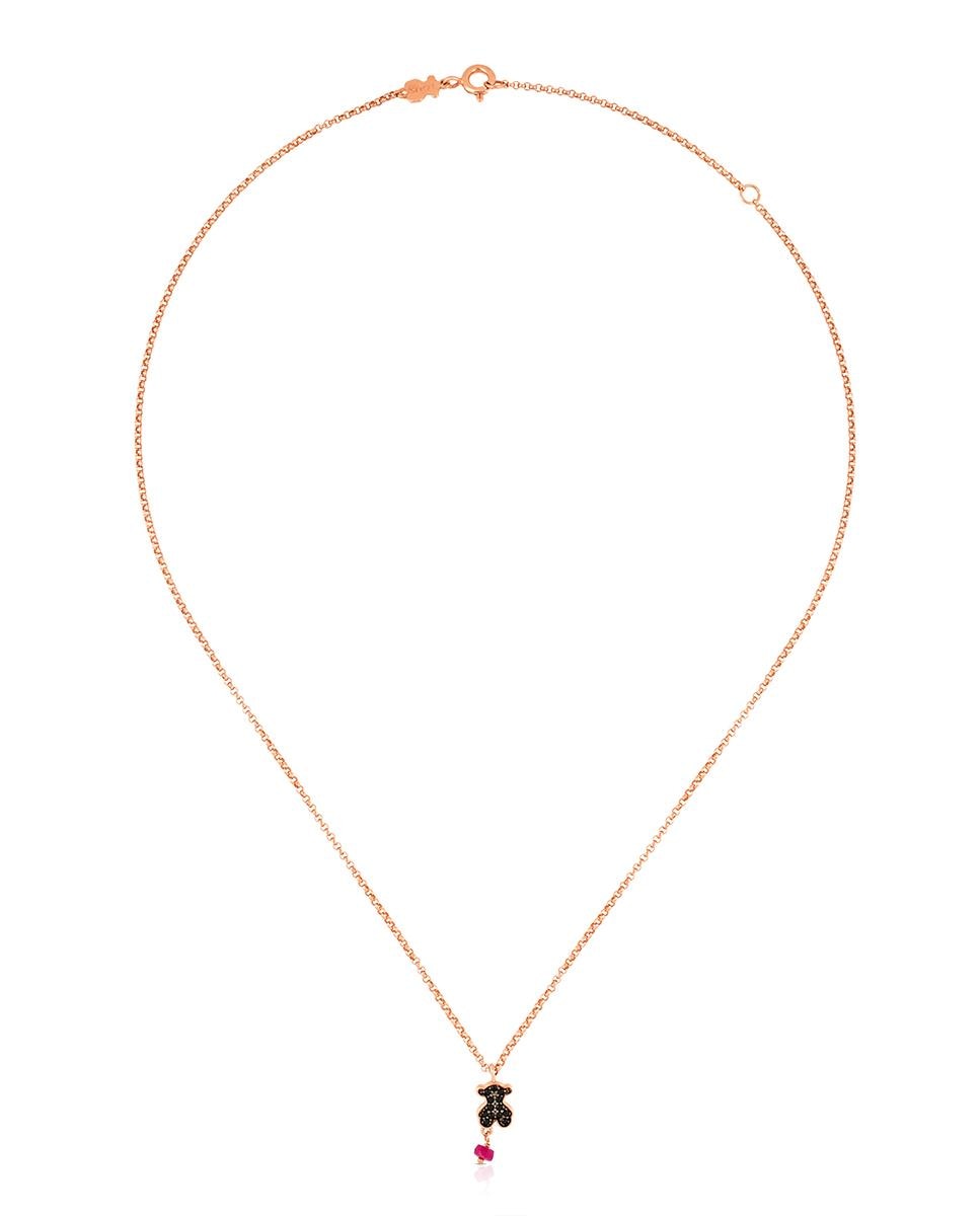 Colar Motif Banhado em Ouro de 18 Kt Sobre Prata Rosa, Espinela e Rubi Multicolor-1