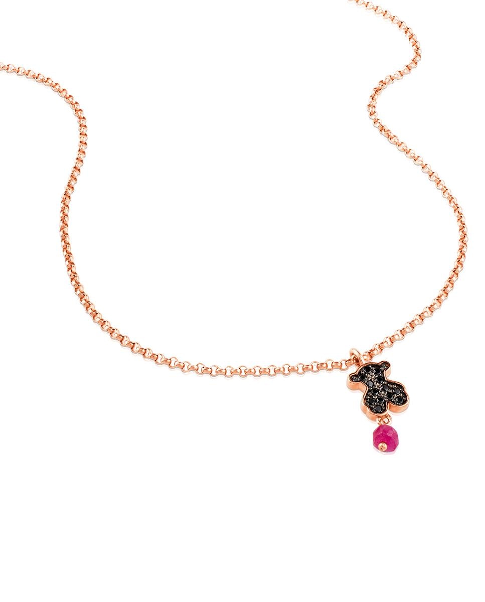 Colar Motif Banhado em Ouro de 18 Kt Sobre Prata Rosa, Espinela e Rubi Multicolor-2