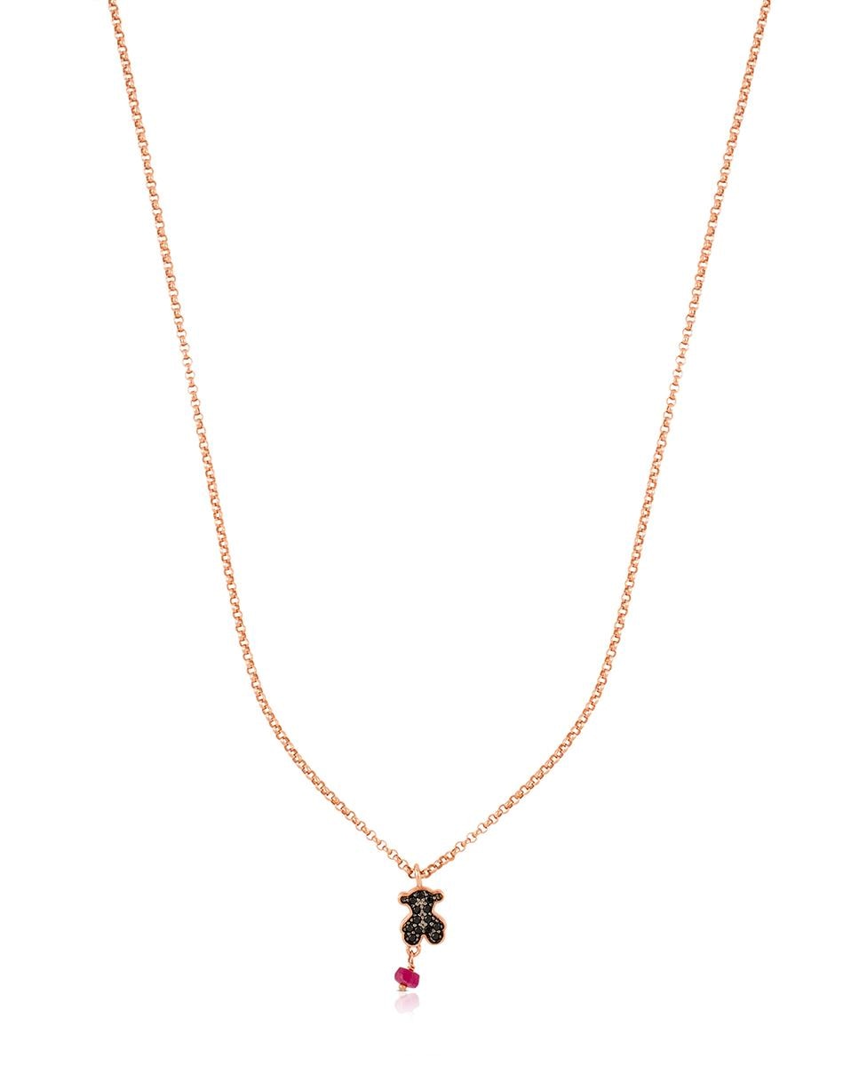 Colar Motif Banhado em Ouro de 18 Kt Sobre Prata Rosa, Espinela e Rubi Multicolor-3