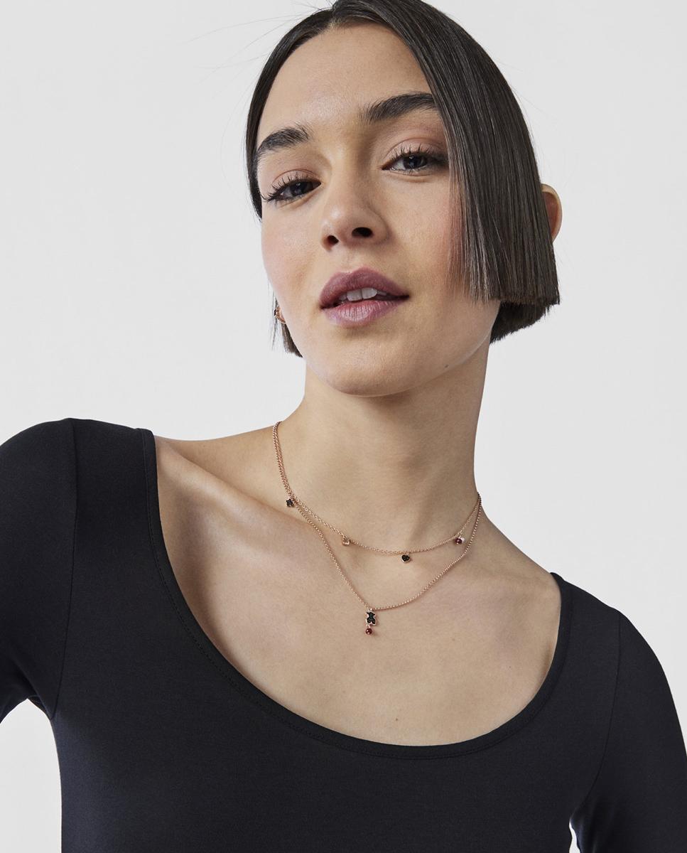 Colar Motif Banhado em Ouro de 18 Kt Sobre Prata Rosa, Espinela e Rubi Multicolor-4