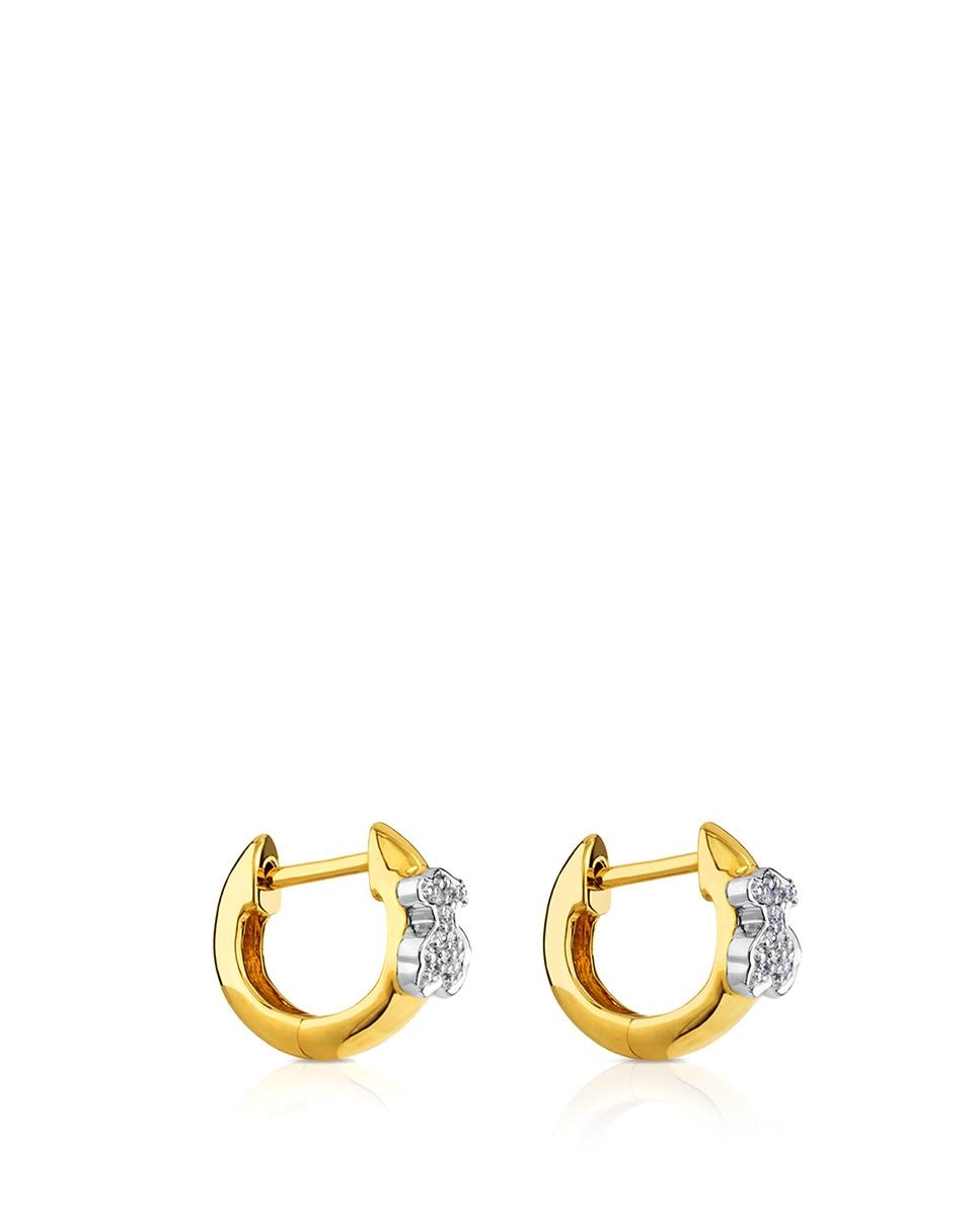 Brincos de Argola Gen em Ouro Amarelo com Diamantes Branco-2