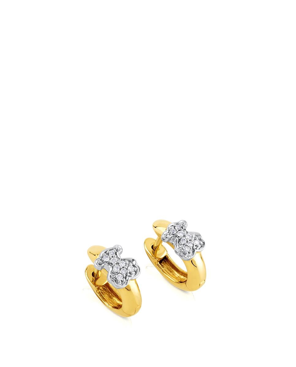 Brincos de Argola Gen em Ouro Amarelo com Diamantes Branco-4
