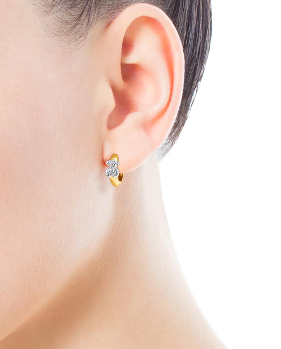 Brincos de Argola Gen em Ouro Amarelo com Diamantes Branco-5