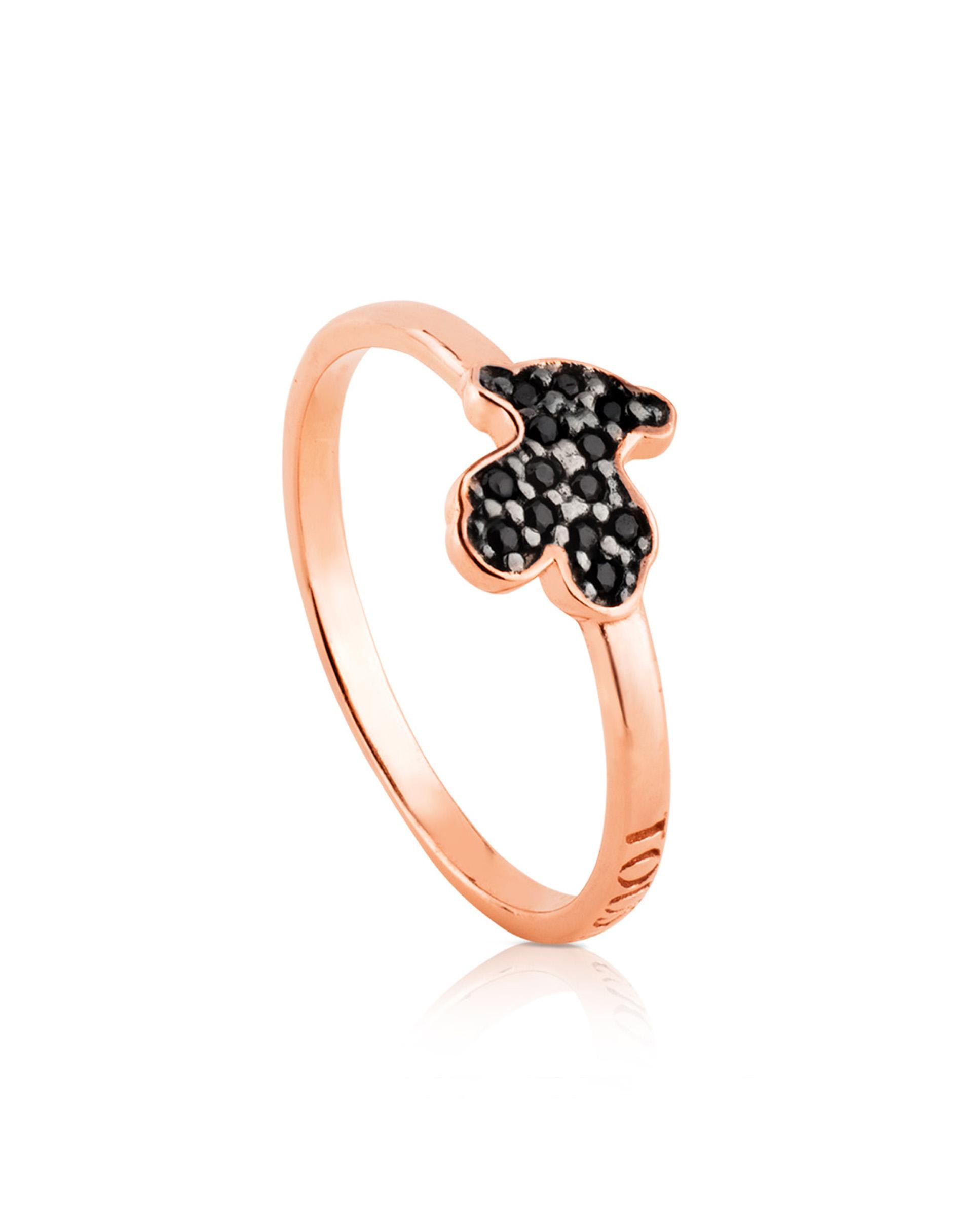 Anel com Banho de Ouro 18 Kt Sobre Prata Preto-1