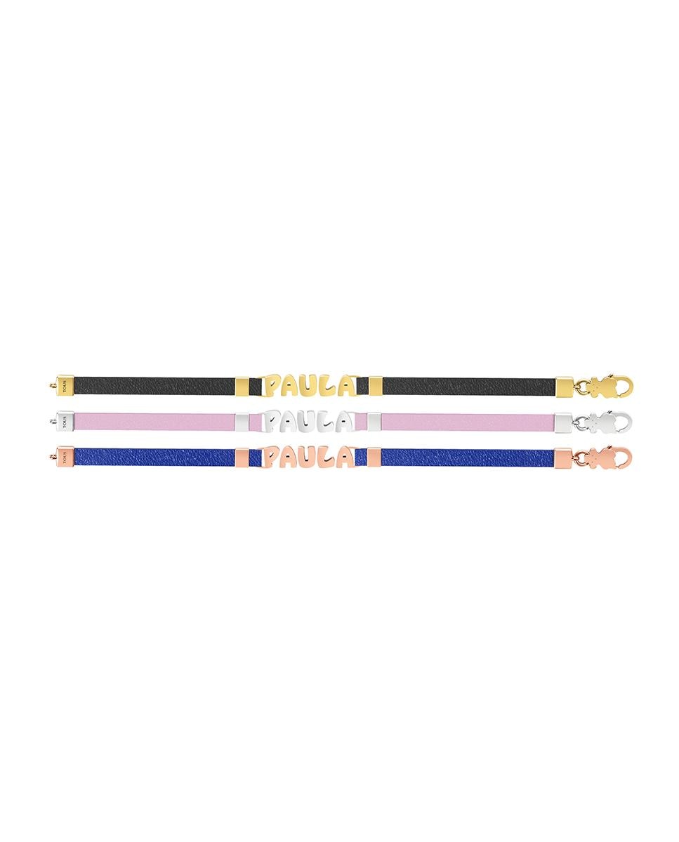 Pulseira de Corrente By You de Prata e Cordão de Pele Prateado-1