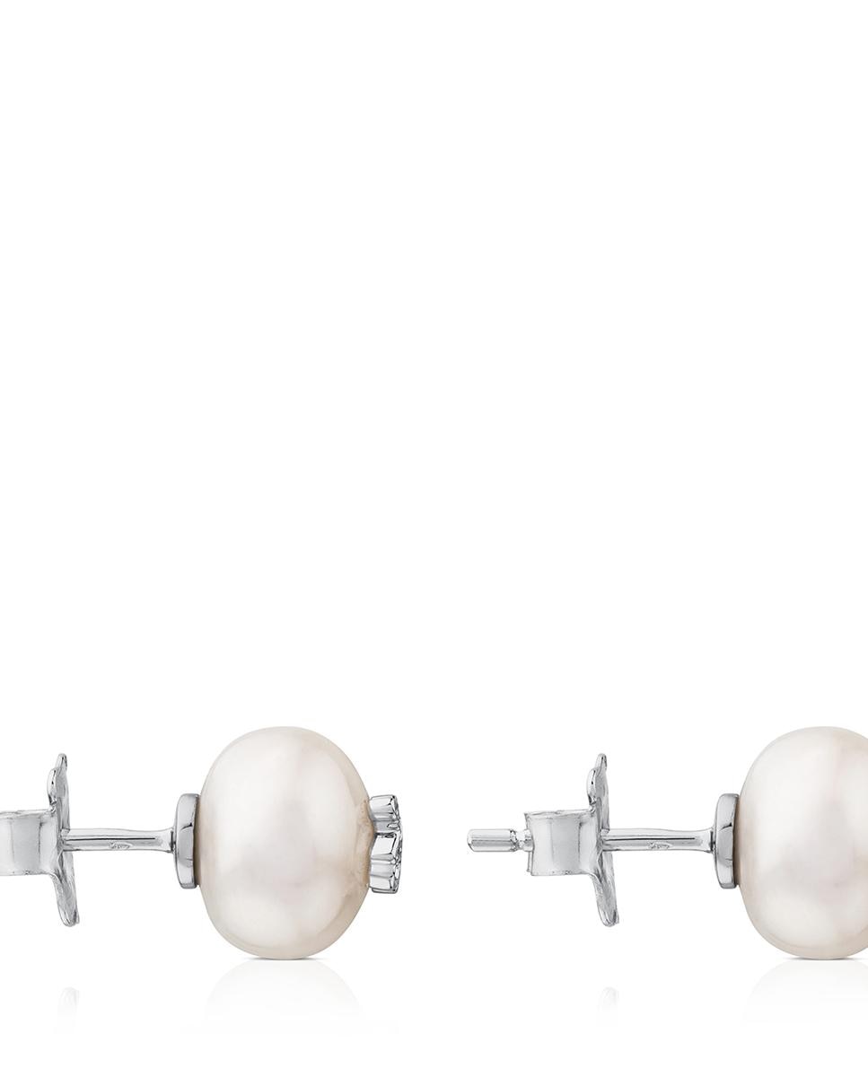 Brincos Puppies de Ouro Branco com Diamantes e Pérolas Multicolor-2