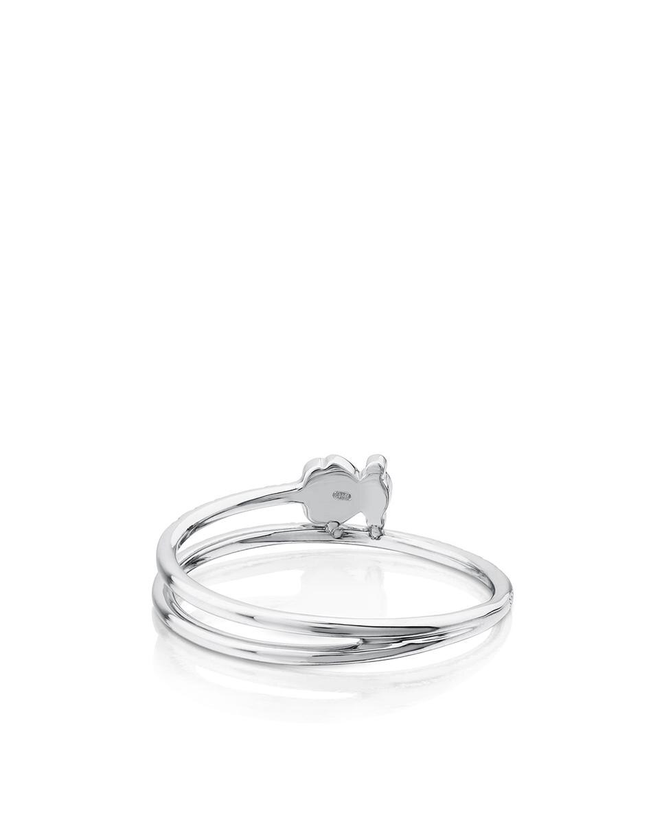 Anel Diamonds de Ouro Branco com Diamantes Prateado-3