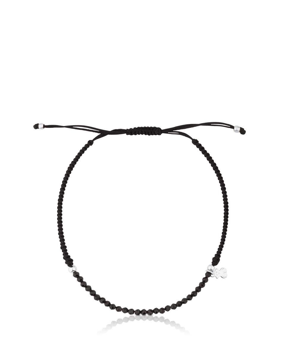 Pulseira em Cor de Espinelas e Prata com Cordão em Preto Preto-2
