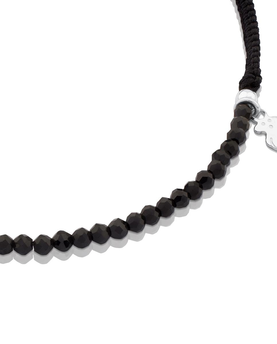 Pulseira em Cor de Espinelas e Prata com Cordão em Preto Preto-3