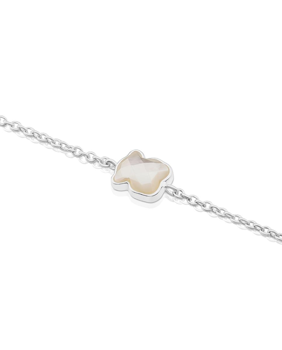 Pulseira de Corrente em Prateado com Madrepérola Branco-3
