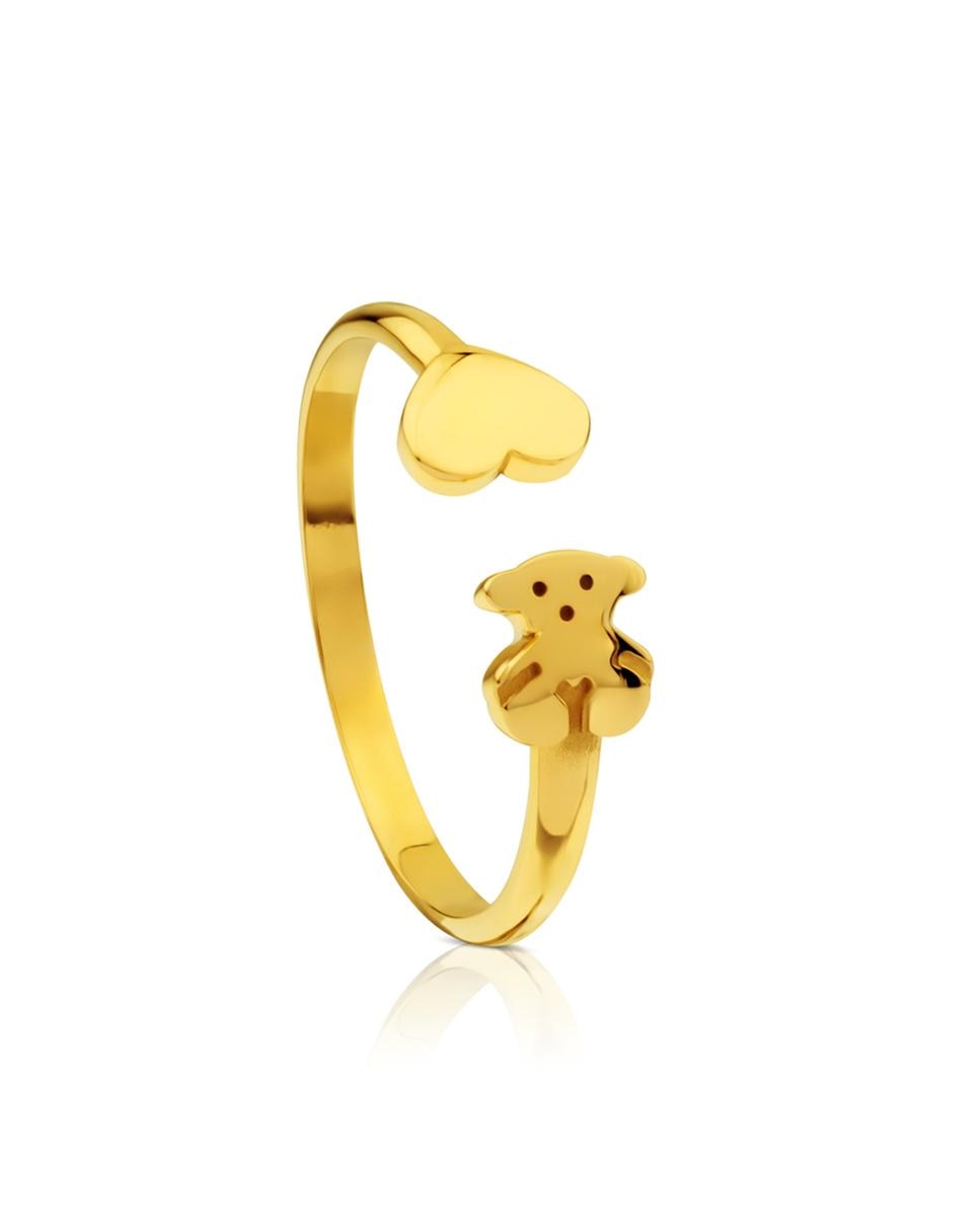 Anel Sweet Dolls Xxs de Ouro Amarelo com Urso e Coração Dourado-1