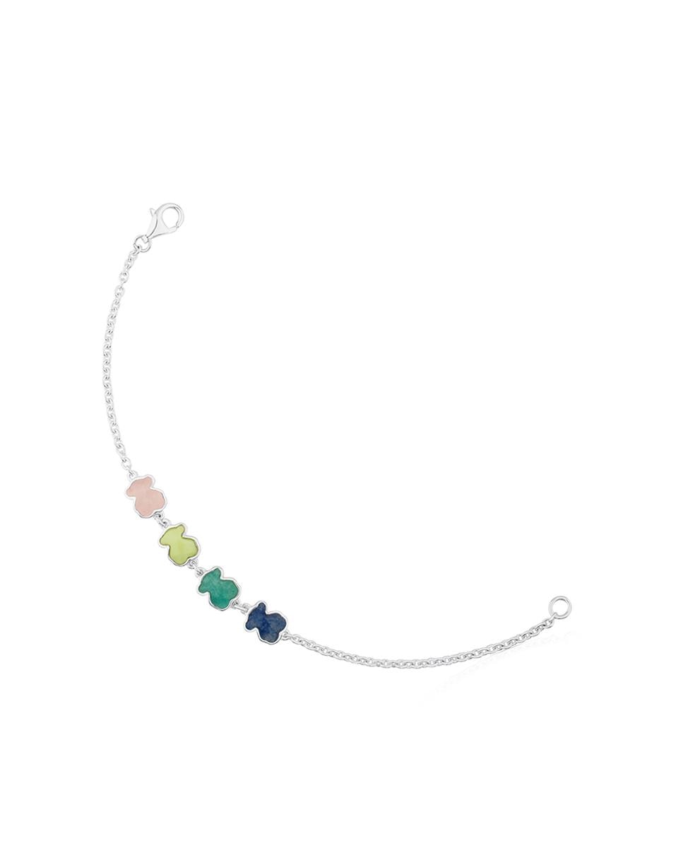 Pulseira de Corrente New Color de Prata com Pedras Multicolor-1