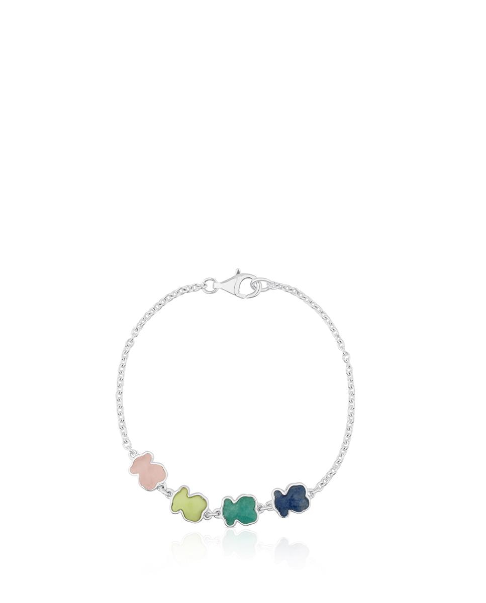 Pulseira de Corrente New Color de Prata com Pedras Multicolor-2
