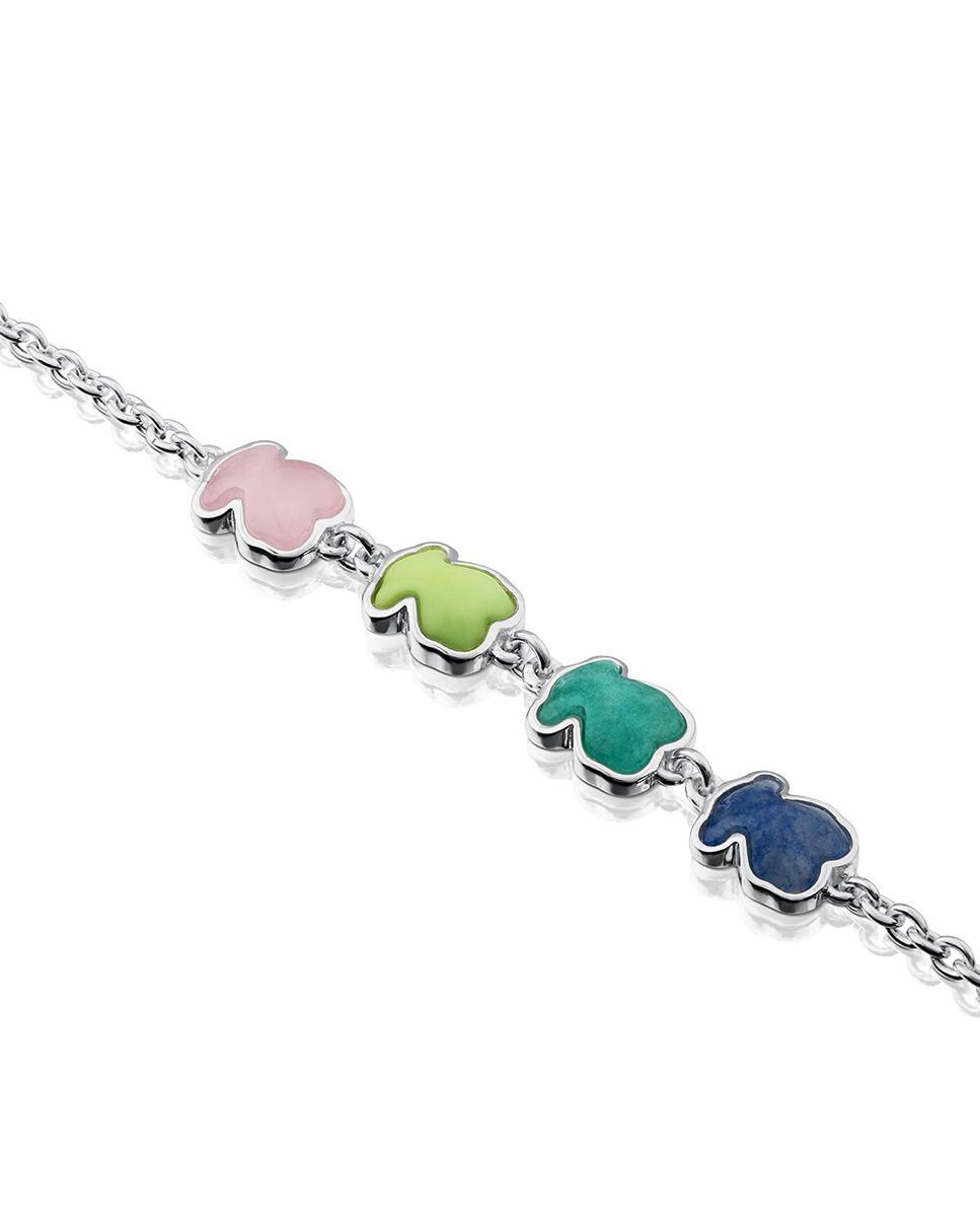 Pulseira de Corrente New Color de Prata com Pedras Multicolor-3