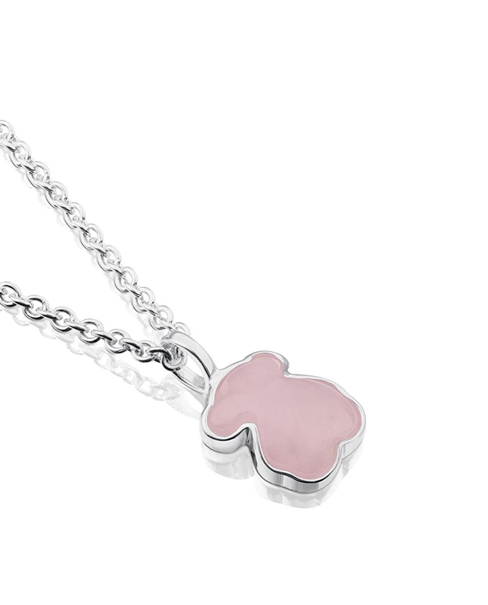 Colar New Color de Prata com Cuarcita Rosa Rosa-2