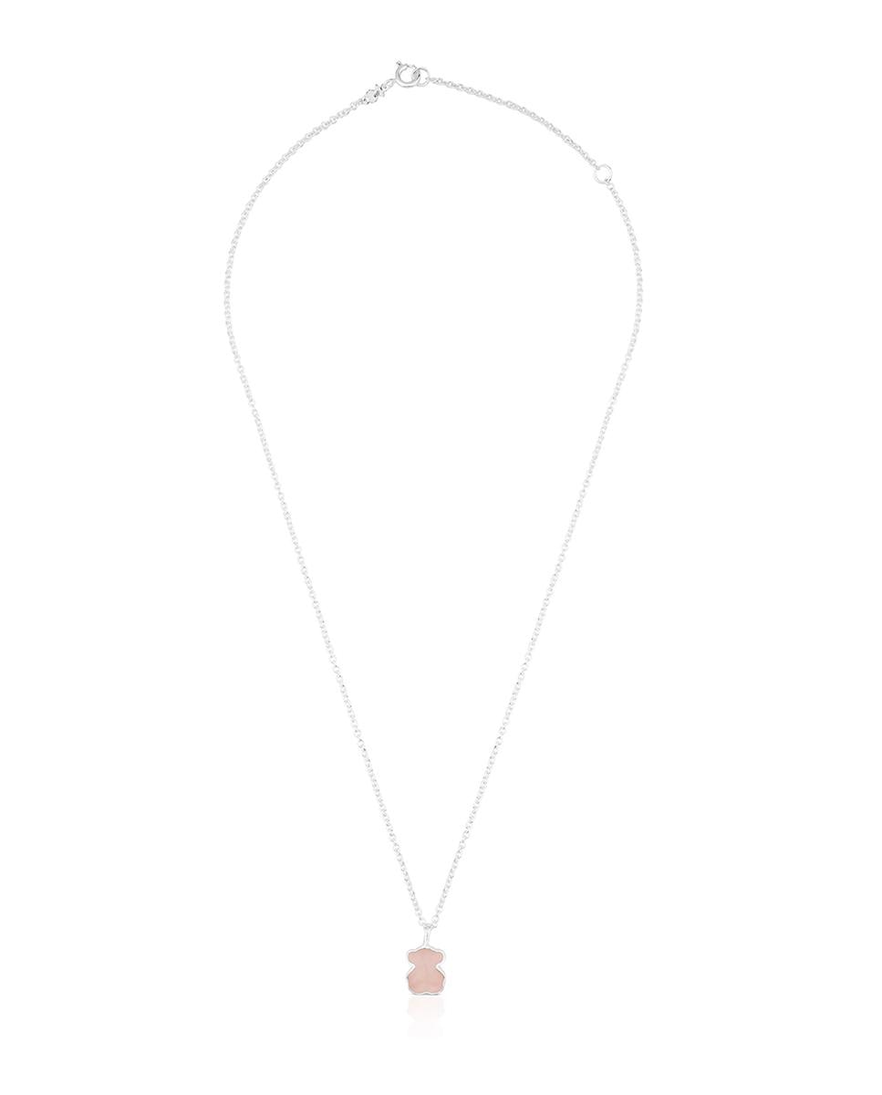 Colar New Color de Prata com Cuarcita Rosa Rosa-3