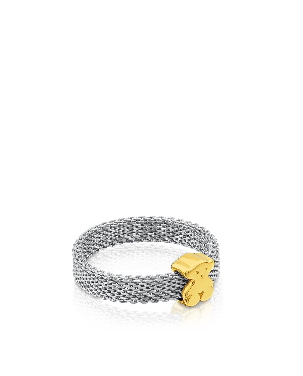 Anel Icon Mesh de Aço e Ouro Amarelo Multicolor-2