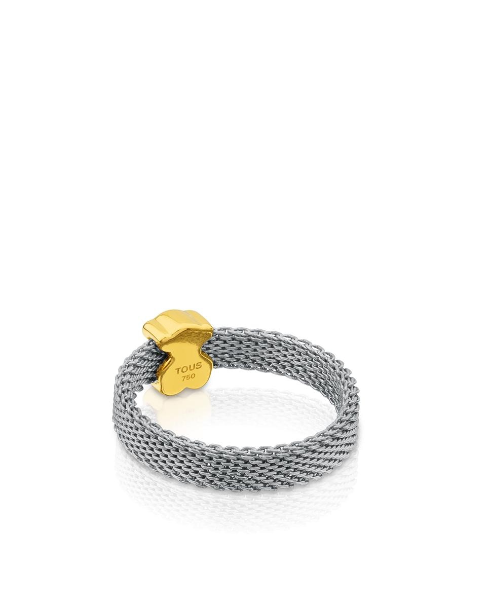 Anel Icon Mesh de Aço e Ouro Amarelo Multicolor-3