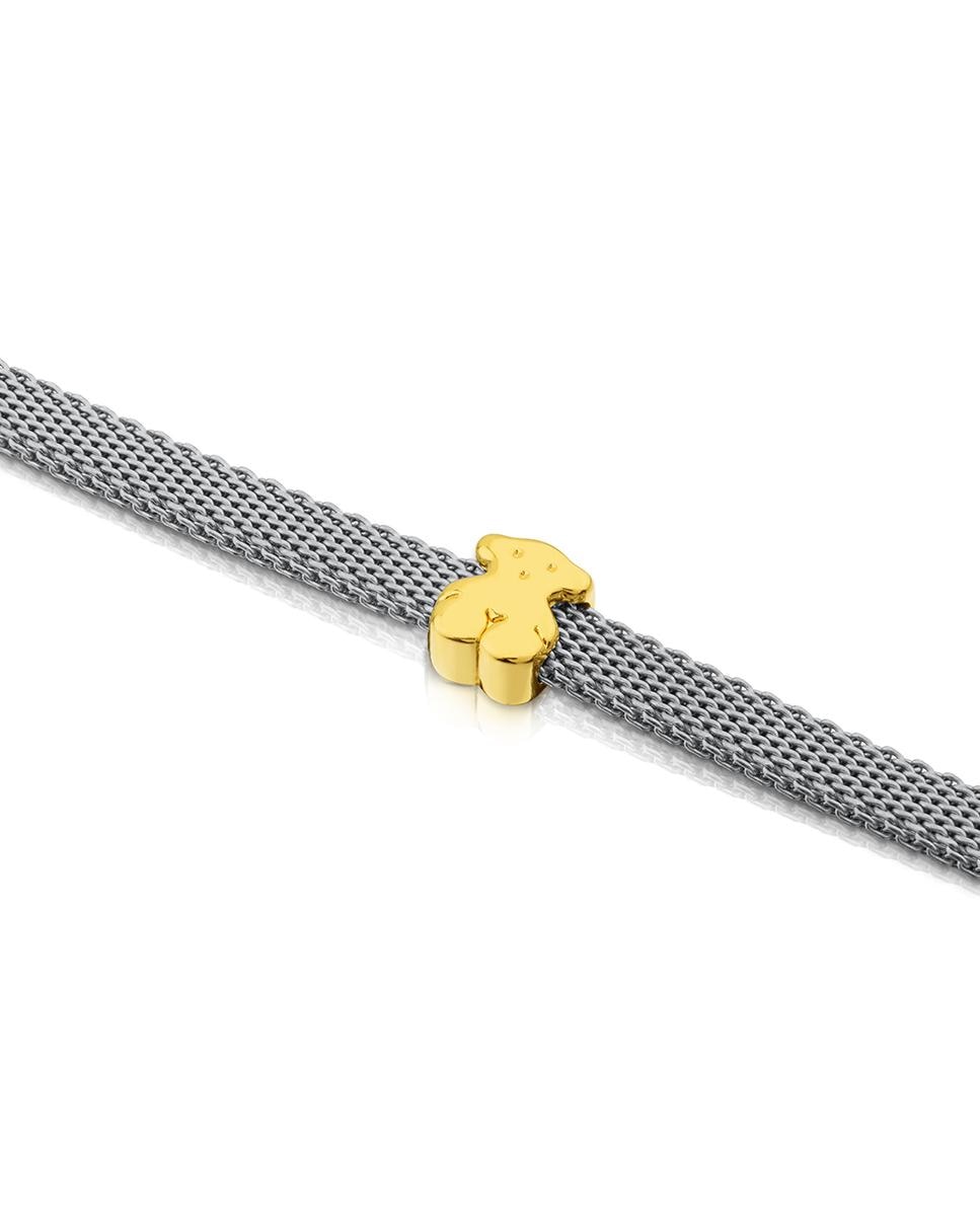 Pulseira Rígida Icon Mesh de Aço e Ouro Amarelo Bicolor-2