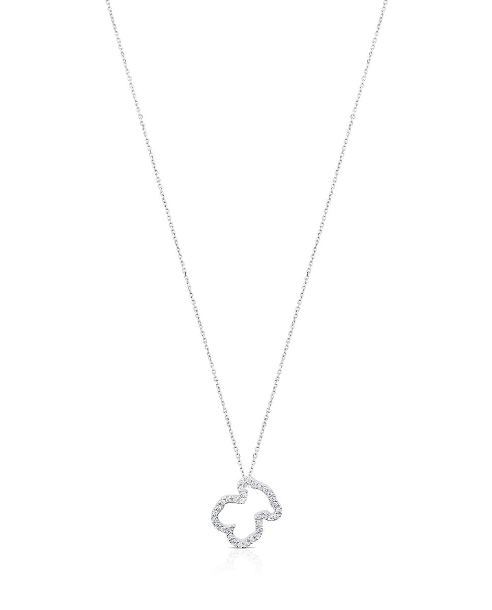 Colar Icon Brilhante de Ouro Branco com Diamantes Branco-1