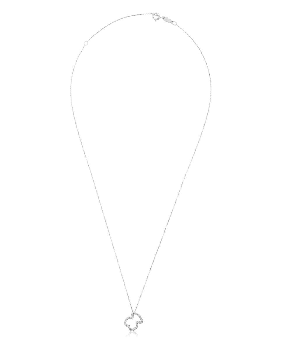 Colar Icon Brilhante de Ouro Branco com Diamantes Branco-2
