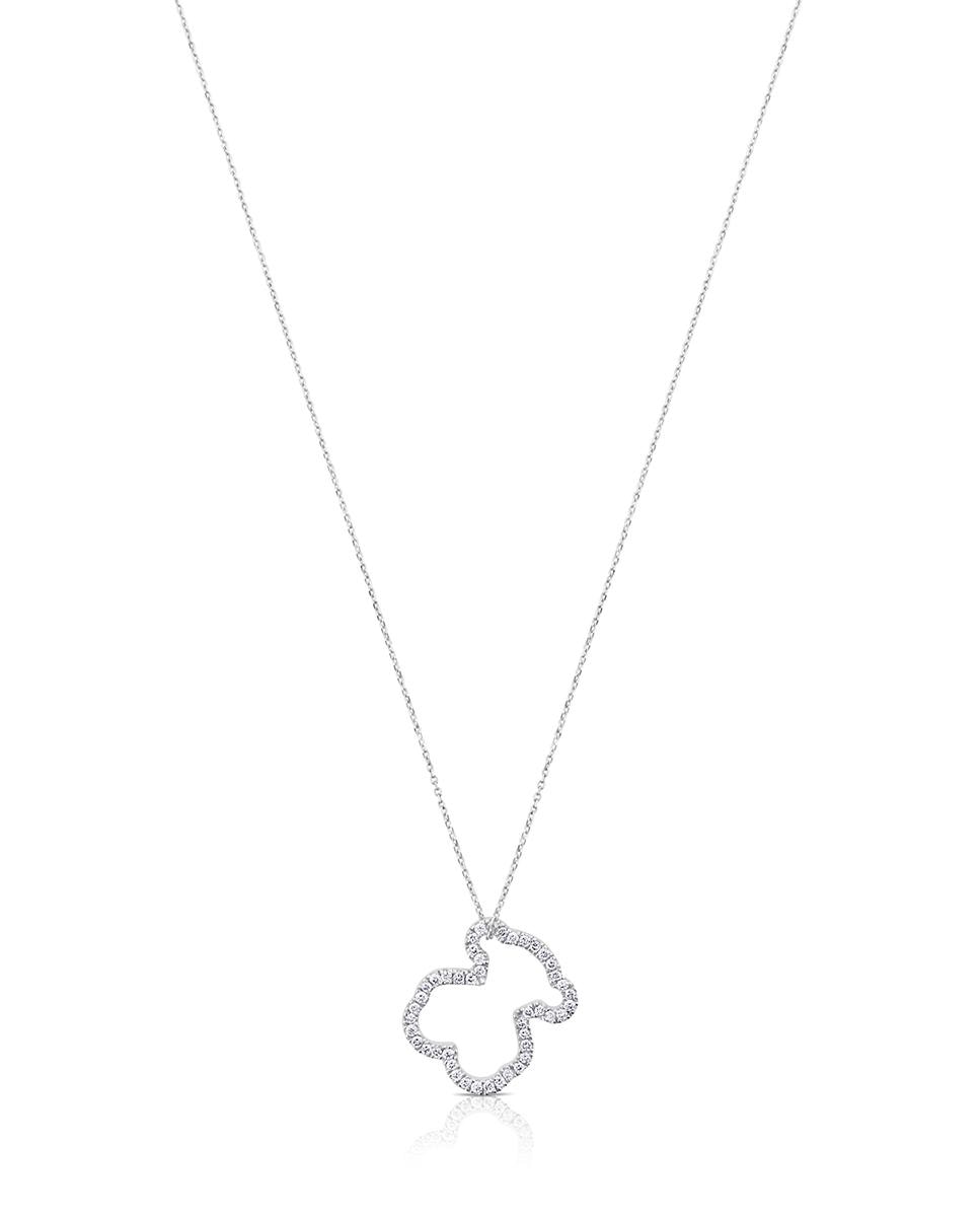 Colar Icon Brilhante de Ouro Branco com Diamantes Prata-1