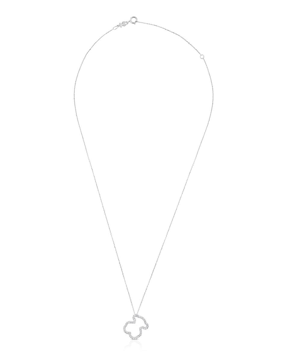 Colar Icon Brilhante de Ouro Branco com Diamantes Prata-2