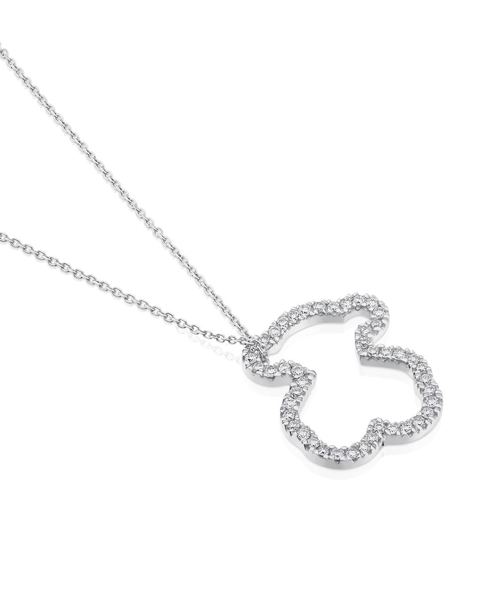 Colar Icon Brilhante de Ouro Branco com Diamantes Prata-3