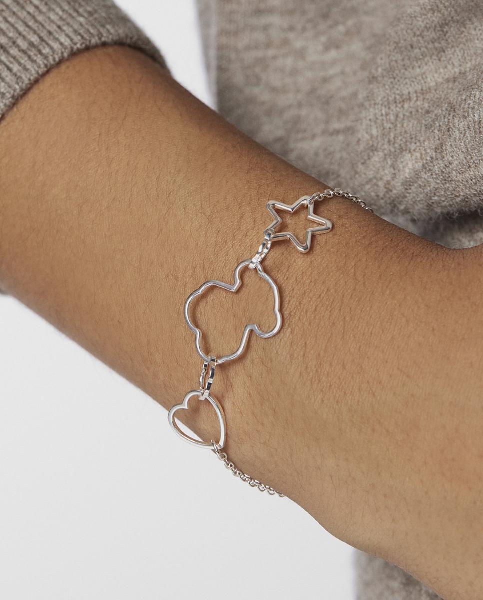 Pulseira de Corrente New Silueta de Prata Prateado-4