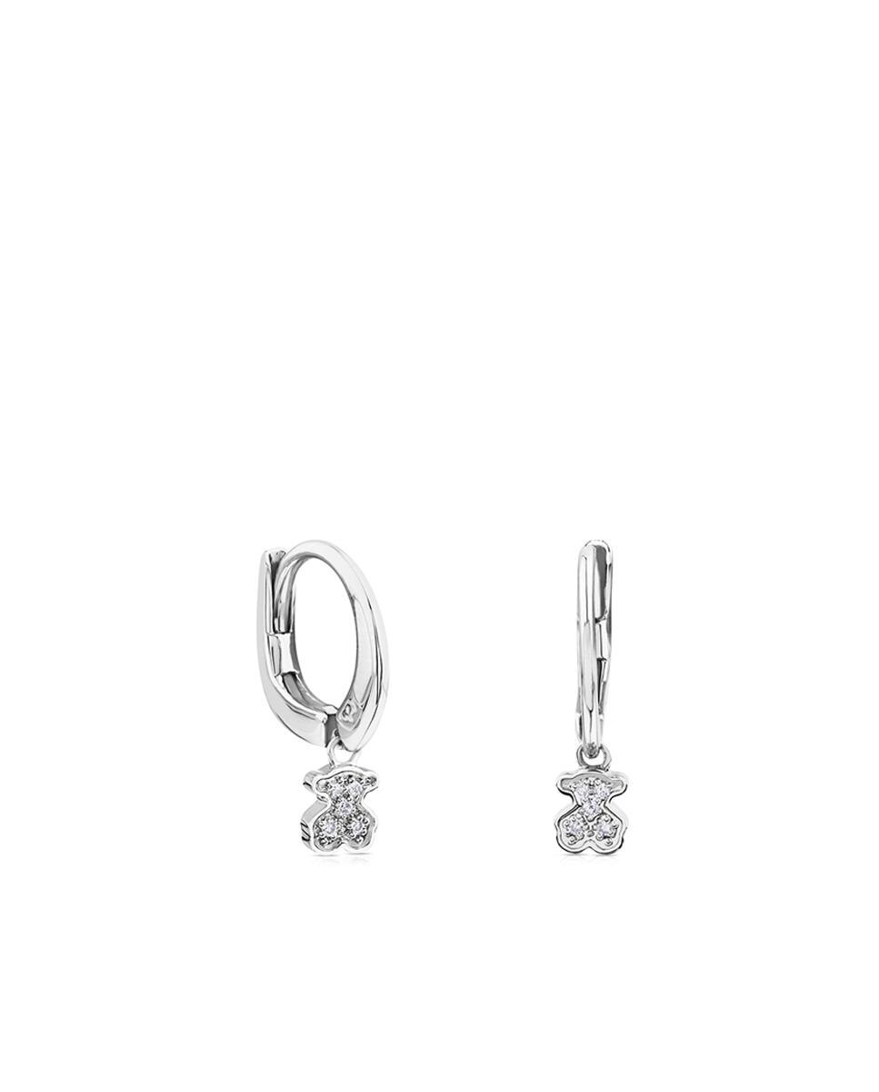 Brincos de Aro Puppies de Ouro Branco com Diamantes Branco-1