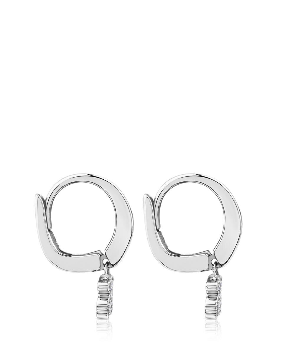 Brincos de Aro Puppies de Ouro Branco com Diamantes Branco-2