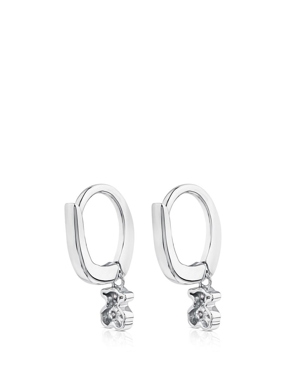 Brincos de Aro Puppies de Ouro Branco com Diamantes Branco-3