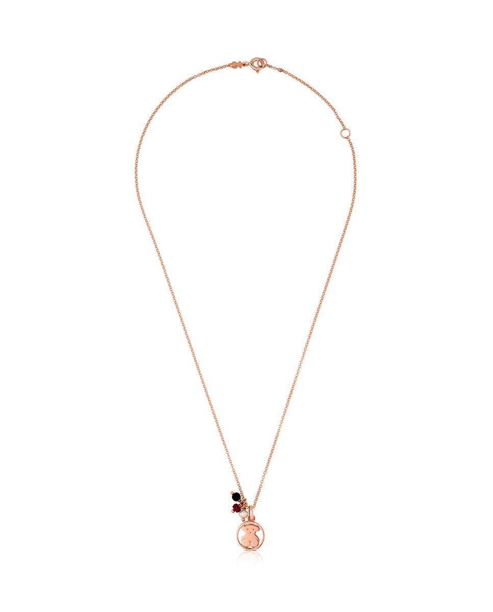 Colar Camille Banhado em Ouro de 18 Kt Sobre Prata Rosa com Ónix, Rubi e Pérola Multicolor-1