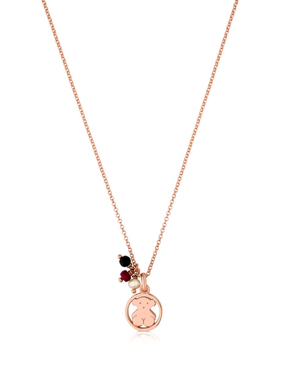 Colar Camille Banhado em Ouro de 18 Kt Sobre Prata Rosa com Ónix, Rubi e Pérola Multicolor-2