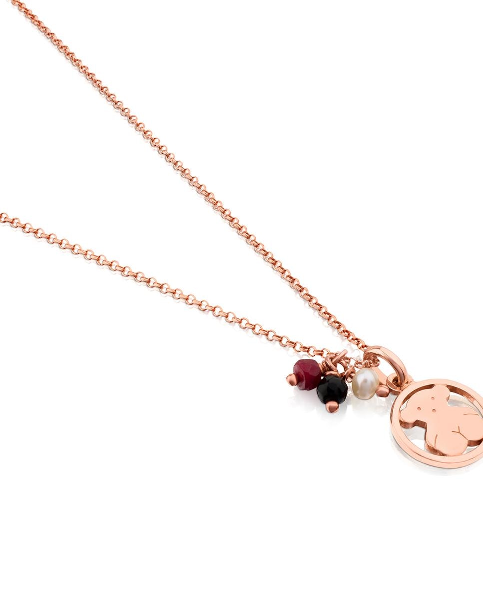 Colar Camille Banhado em Ouro de 18 Kt Sobre Prata Rosa com Ónix, Rubi e Pérola Multicolor-3