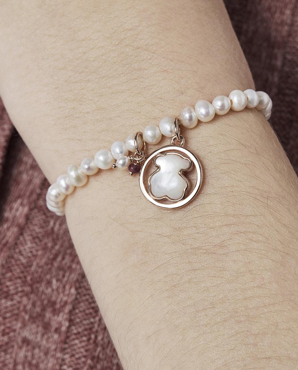 Pulseira de Corrente Camille Banhada em Ouro de 18 Kt Sobre Prata Rosa com Pérolas, Madrepérola e Rubi Multicolor-4