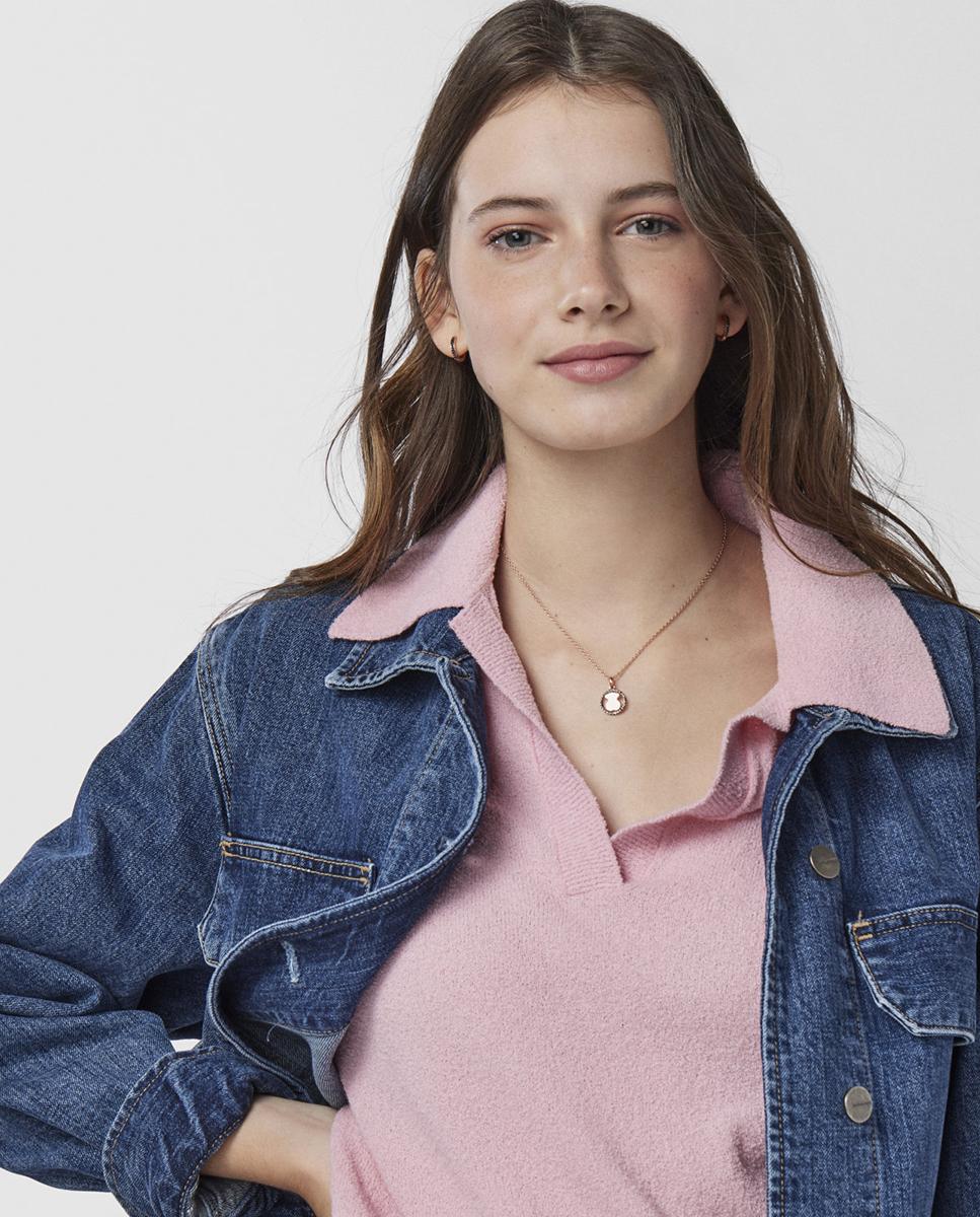 Colar Camille Banhado em Ouro de 18 Kt Sobre Prata Rosa com Espinelas Rosa-4