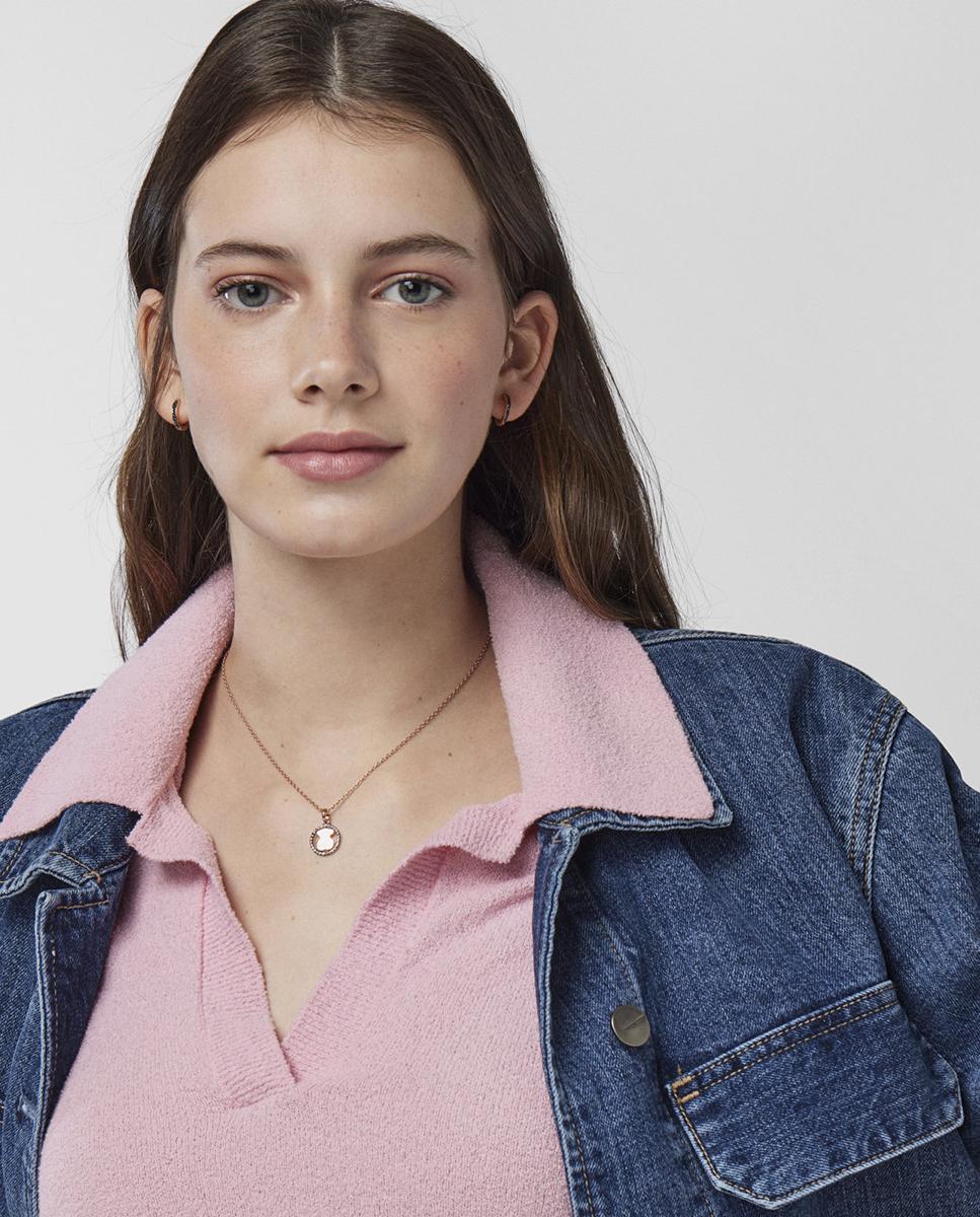 Colar Camille Banhado em Ouro de 18 Kt Sobre Prata Rosa com Espinelas Rosa-5