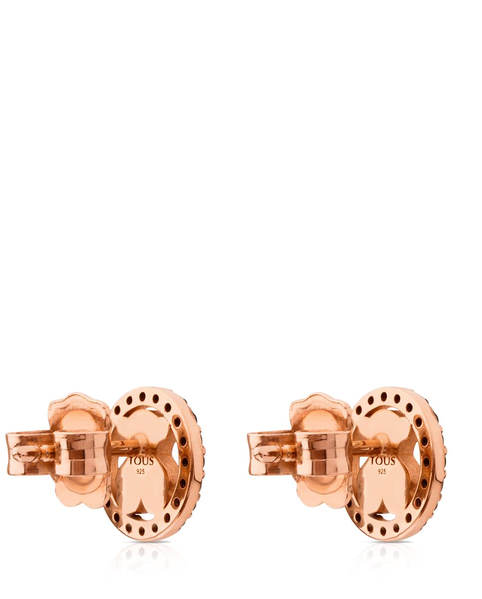 Brincos Camille Banhados a Ouro 18 Kt Sobre Prata Rosa com Espinelas Preto-2