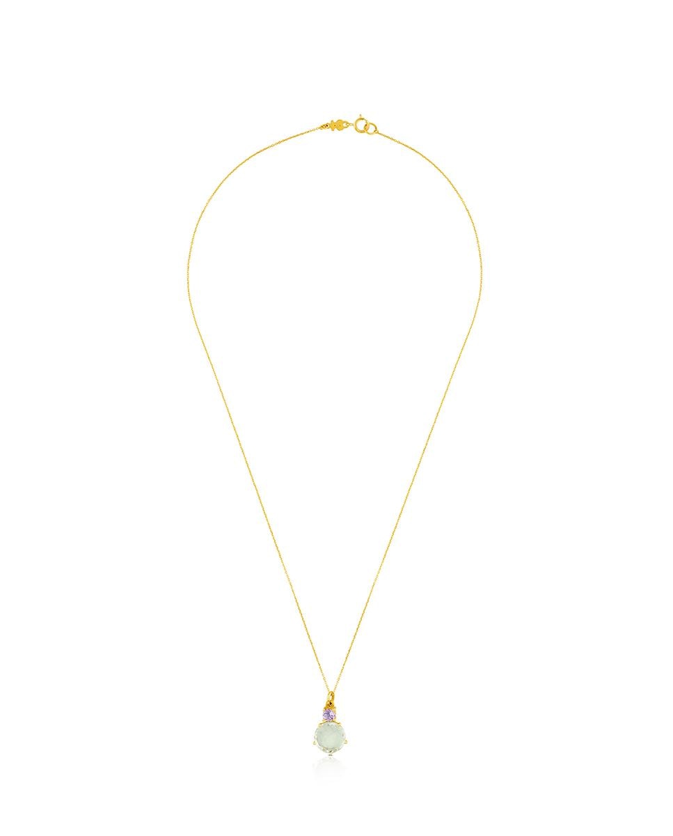 Colar Ivette em Ouro Amarelo com Prasiolita e Ametista Multicolor-2
