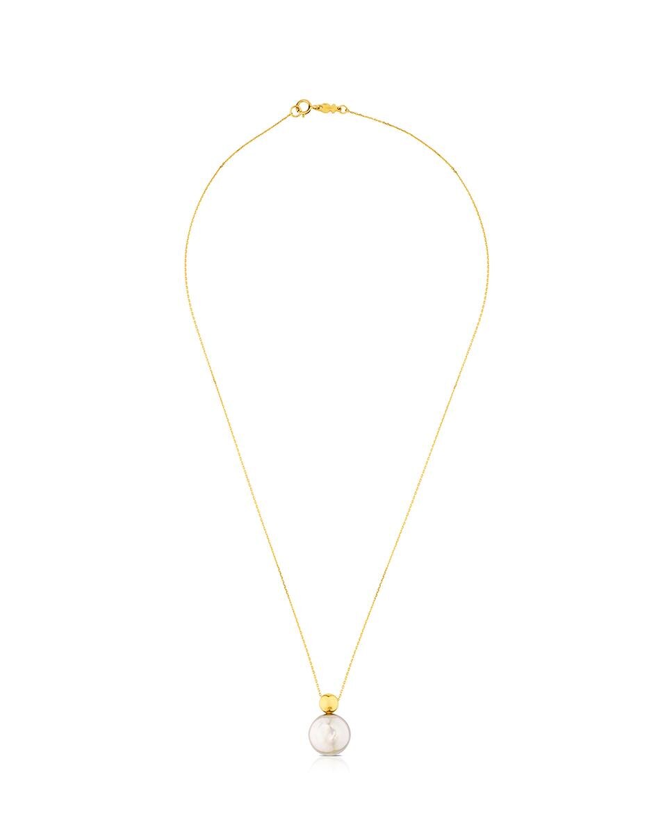 Colar Alecia de Ouro Amarelo com Pérola Branco-2