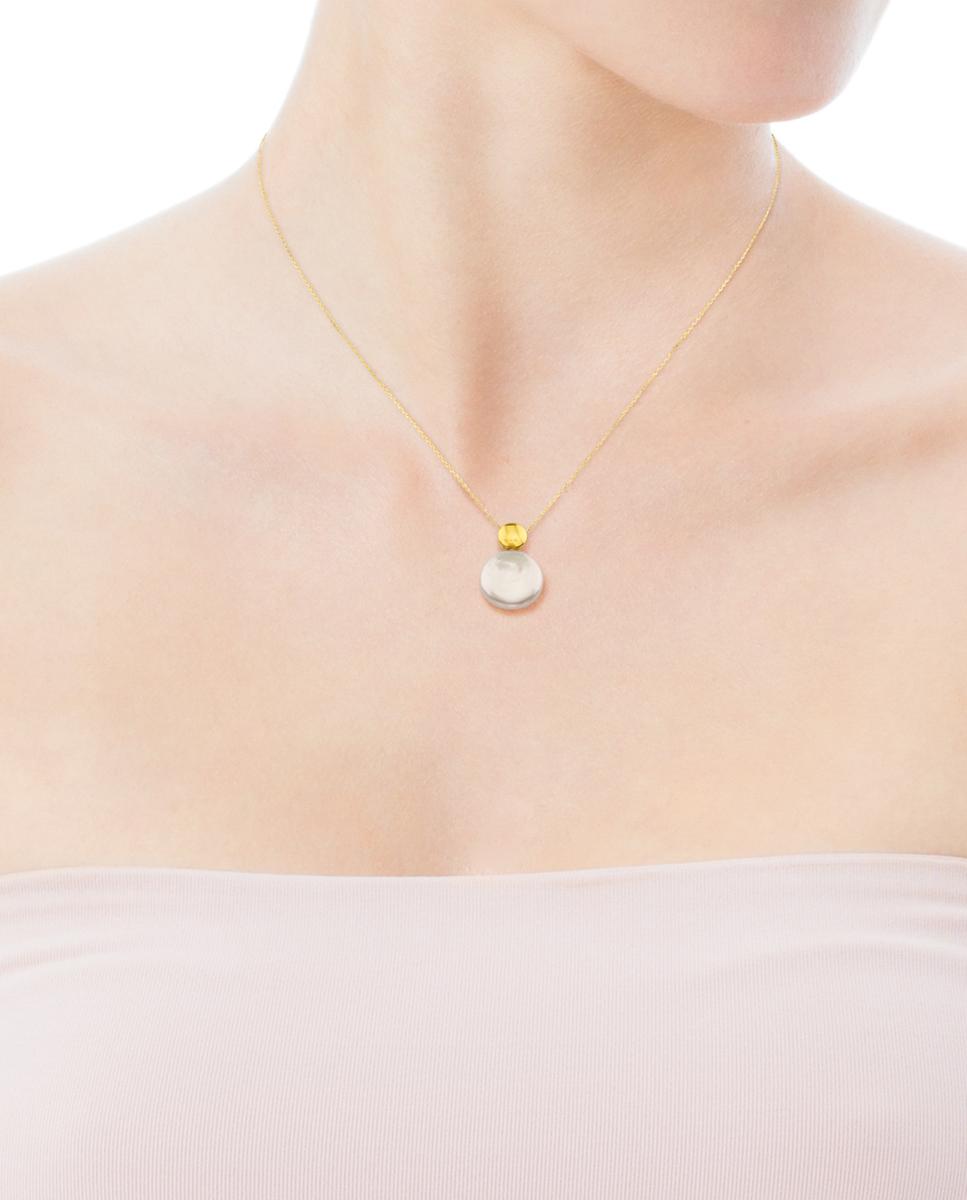 Colar Alecia de Ouro Amarelo com Pérola Branco-4