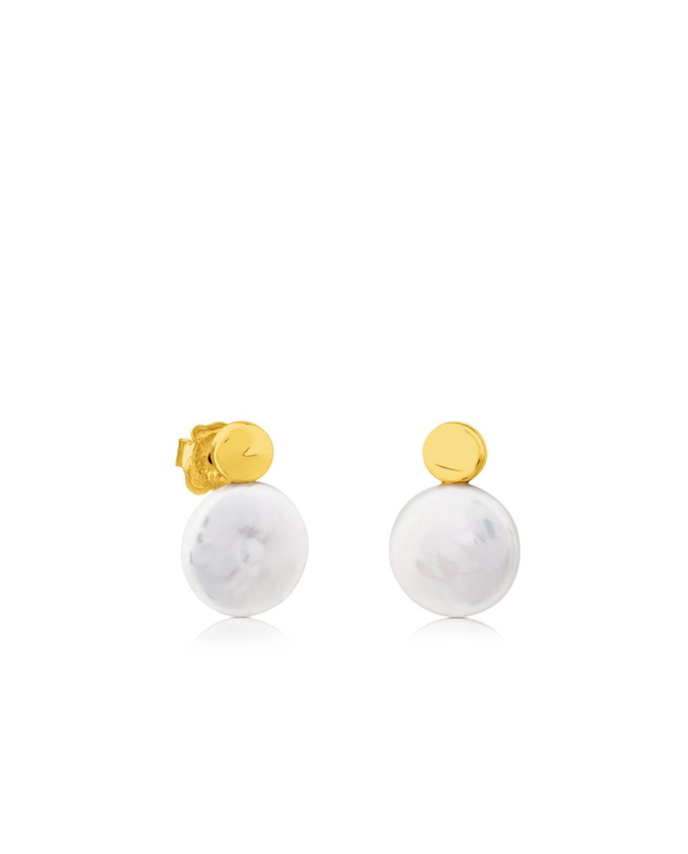 Brincos Alecia de Ouro Amarelo com Pérola Branco-1